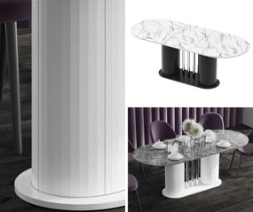 Rozkładany stół z owalnym blatem Cesaro Hubertus marmur połysk