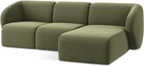 Zielony aksamitny narożnik (prawostronny/z szezlongiem) Lani – Makamii