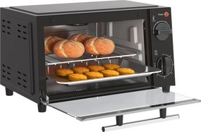 HOMCOM Mini-Piekarnik, 9 litrów pojemności, regulowana temperatura i czas pieczenia, z rusztem i blachą, czarny