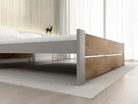 Łóżko IKAROS DOUBLE 160 x 200 cm, dąb artisan/szary Stelaż: Ze stelażem listwowym rolowanym, Materac: Bez materaca