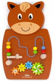 Drewniana gra z przeplatnką i kołami zębatymi koń viga toys