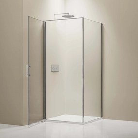 Ścianka prysznicowa narożna EX4168 mm - Prawdziwe szkło Nano - Podnoszone/opuszczane drzwi na zawiasach - 90 x 90 x 195 cm
