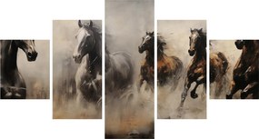 Obraz - Obraz olejny przedstawiający konie (125x70 cm)