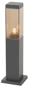 Zewnetrzna Inteligentna lampa zewnętrzna słupek ciemnoszara z przydymionym szkłem 45 cm z WiFi P45 - Malios Nowoczesny Oswietlenie zewnetrzne