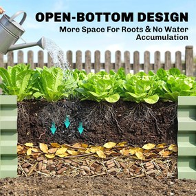 Outsunny Wysokie Grządki Pflanzkasten, odporny na pogodę, otwarte dno, stal ocynkowana, 120 cm x 60 cm x 30,5 cm, Zielony