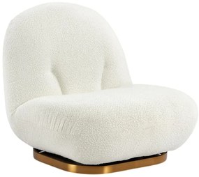 Fotel obrotowy z białej bukli - LODOSA