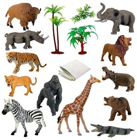 Woopie large wild animal figures set + mat and accessories 23 el.