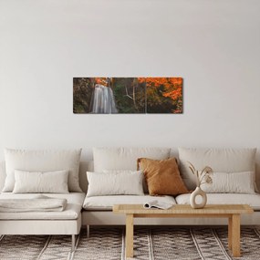 Obraz - Wodospad w Tajlandii (z zegarem) (90x30 cm)