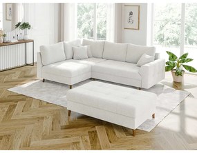 Biały podnóżek z materiału bouclé Ariella – Ropez