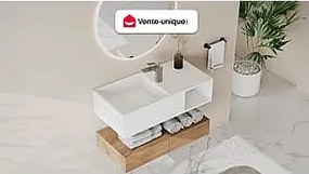 Umywalka wisząca z litą powierzchnią z wnęką – Biała – Szer. 80 x Głęb. 40 x Wys. 20 cm – GOYOKO