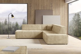 Masseno Narożnik TESSO z funkcją spania i pojemnikiem na pościel Narozniki L, Rozkładana sofa - Beżowy, TILIA 11