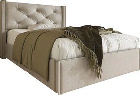 Łóżko tapicerowane 90x200cm z tkaniny bawełnianej - z stelażem na listwach - Jasnoszare