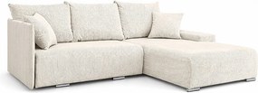 Narożnik, Sofa w kształcie L, tkanina sztruksowa Poso, Ecru, Prawy, Livorno L