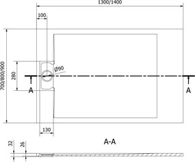 Mexen Otto brodzik prostokątny SMC 140 x 70 cm, biały - 4N107014