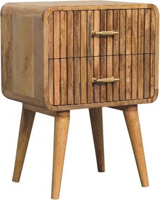 Artisan Furniture Żłobiona szafka nocna z listwą w kształcie litery T z litego drewna