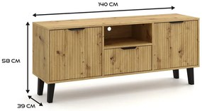 Szafka RTV pod telewizor dąb artisan - Henex 7X