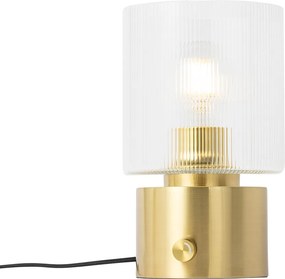 Lampa stołowa w stylu art deco złota ze szkłem - Laura