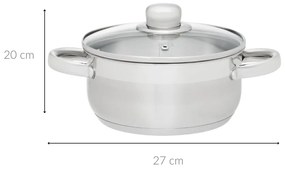 Stalowy garnek ze szklaną pokrywką, 2 l
