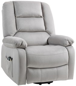 HOMCOM Fotel z Podnośnikiem z Funkcją Masażu, 90x93x110cm, Jasnoszary