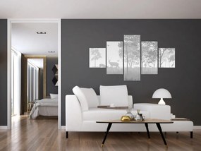 Obraz - Łąka z jeleniami (125x70 cm)