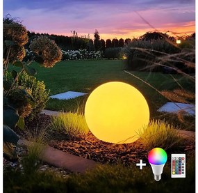 LED RGB Ściemnialna lampa zewnętrzna GLOBO 1xE27/8,5W/230V śr. 30 cm IP44 + pilot