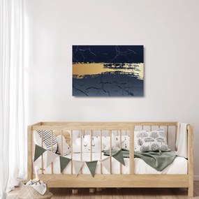 Obraz na szkle - Niebiesko-złota abstrakcja N⁰2 (70x50 cm)