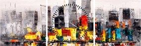 Obraz - Obraz przedstawiający duże miasto (z zegarem) (90x30 cm)