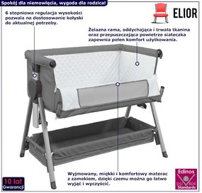 Przenośne ciemnoszare łóżeczko niemowlęce A3-N38