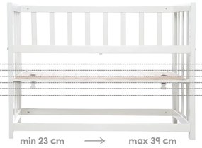 Biała kołyska ze schowkiem i baldachimem 90x45 cm Indibär – Roba