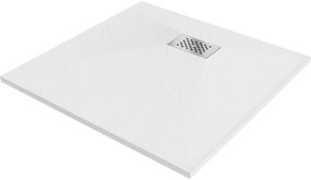 Mexen Hugo brodzik kwadratowy SMC 90 x 90 cm, biały, maskownica inox - 42109090-X