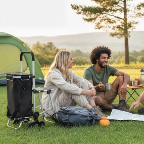 HOMCOM wózek zakupowy, 40 L torba Oxford, konstrukcja 3-kółkowa, aluminiowa rama, siedzisko, szary