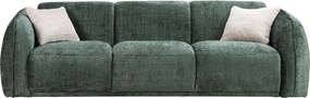 Kanapa  3-osobowa z zielonej tkaniny szenilowej JUNETI