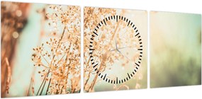 Obraz - Rośliny po deszczu (z zegarem) (90x30 cm)