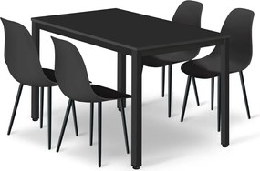 Stylowy czarny zestaw stół z 4 krzesłami S9-K22