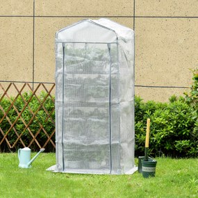 Outsunny Szklarnia foliowa, cieplarnia, mini-szklarnia, dom roślin, rozsadnik, 4 półki, 70 x 50 x 160 cm, Biały | Aosom PL