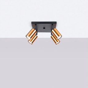 Plafony nowoczesny Glois, stal - 4 źródło światła 4000K - L.25 x H.19 cm - czarny/miedź