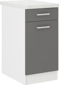 Dolna szafka kuchenna 40 cm Szara z blatem roboczym