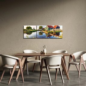 Obraz holenderskich młynów (z zegarem) (90x30 cm)