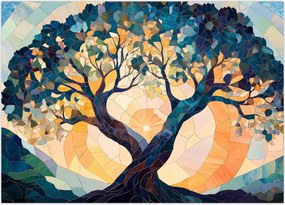 Obraz – Mozaika – słońce i drzewo II. (70x50 cm)
