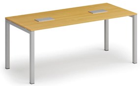 Stół konferencyjny PRIMO SQUARE, 180x80 cm, buk + 2x port blatowy TYP VI, srebrny