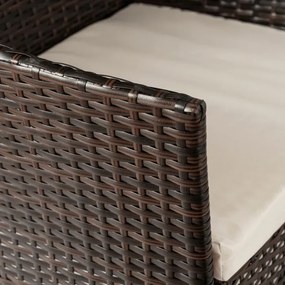Zestaw Mebli Ogrodowych MISSISIPI Brązowy/Beżowy Sofa Krzesła Stolik Tarasowy Technorattan Nowoczesne