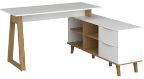 Komoda z Szufladami do Salonu RADIAN 134 cm Biała / Dąb kamienny Nowoczesna