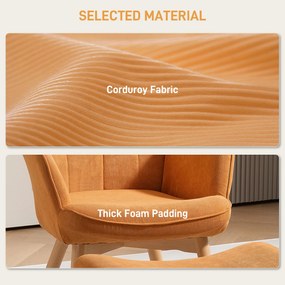 HOMCOM Akcentowy Fotel z Otomaną, Relaxsessel w Wyglądzie Sztruksu, Fotel z Podłokietnikami na Drewnianych Nogach, do Salonu, Brązowy