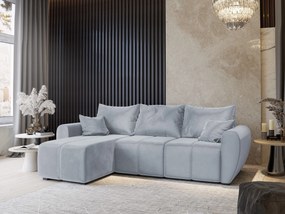 Masseno Narożnik MADISON z funkcją spania i pojemnikiem na pościel Narozniki L, Rozkładana sofa - Jasnoszary, PAROS 05