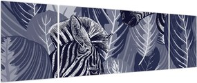 Obraz - Niebieskie zebry (170x50 cm)