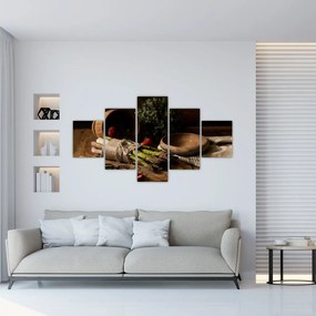 Obraz szparagów na stole (125x70 cm)
