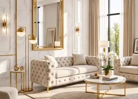 Luksusowa sofa Loario welurowa glamour z pikowaniem – elegancka sofa dwuosobowa do salonu