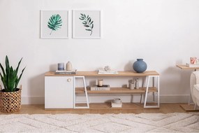 Stojak pod telewizor – 160 cm x 30 cm x 48,6 cm – Szafirowy i biały – Płyta wiórowa i metal