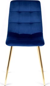 Krzesło Tapicerowane do Salonu YORK Granatowe Welurowe Nowoczesne Glamour