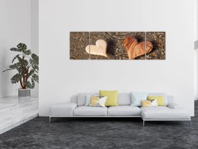 Obraz - Drewniane serca (170x50 cm)